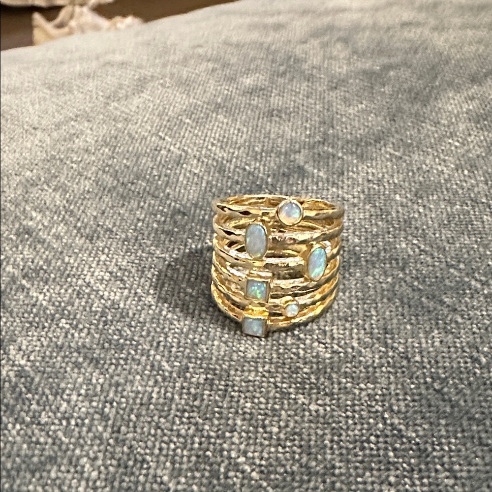 Elegant Gold and Opal Ring Set